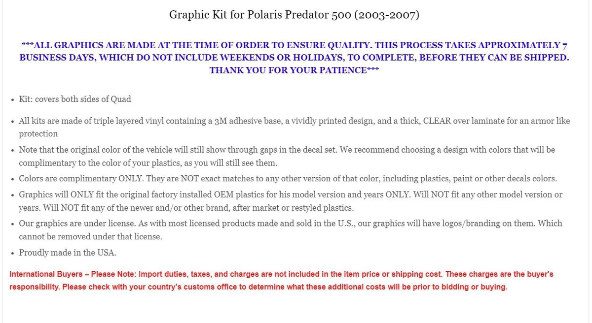 ATV Graphics Kit for Polaris Predator 500 (2003–2007)