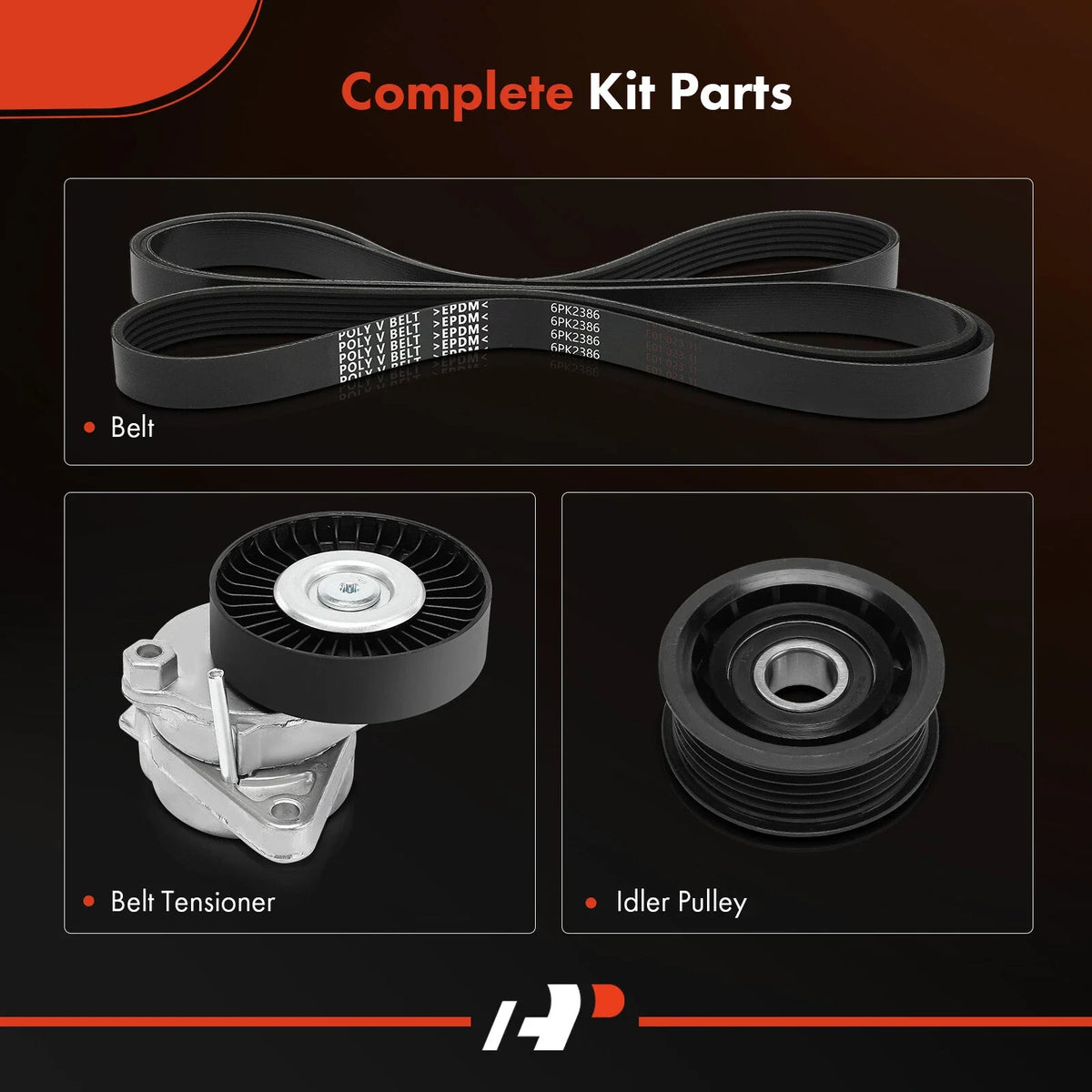 3X Serpentine Belt Drive Component Kit for Mercedes-Benz C240 (2004–2005)