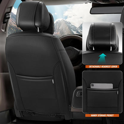 Set of 2 Universal Seat Covers for Cars (1st & 2nd Row) - Black