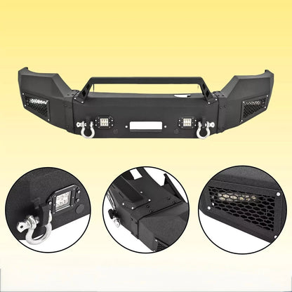 Front Bumper with D-ring & LED Lights for GMC Sierra 2500/3500 HD (2015–2019) CON-A000000262