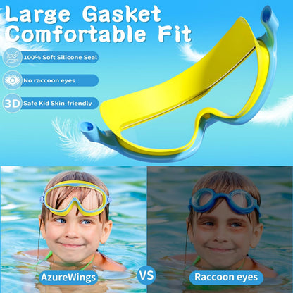 2 Pack Swim Goggles for Kids - No Leak Anti-Fog Anti-UV