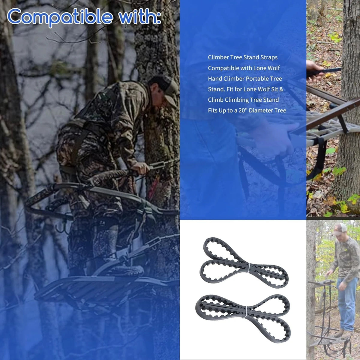 2X 61in Traction Belts for Lone Wolf Sit & Climb Tree Stand