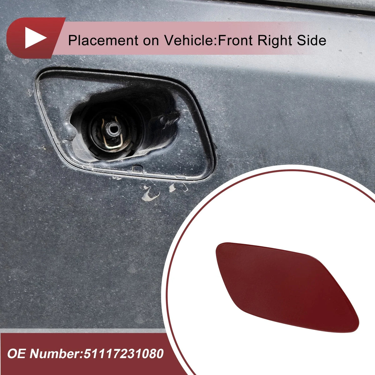 Bumper Trim Nozzle Cover No. 51117231080 for BMW Z4 (2009–2016) Dark Red