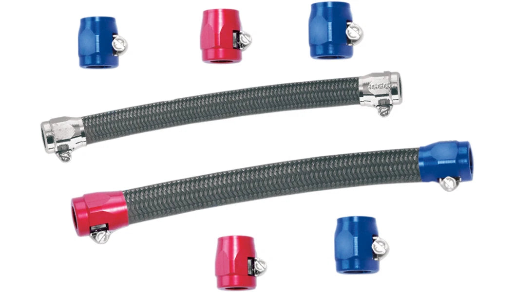 Red Anodized Aluminum Hose End Finisher Clamp for Harley Metric (P936-07DR)