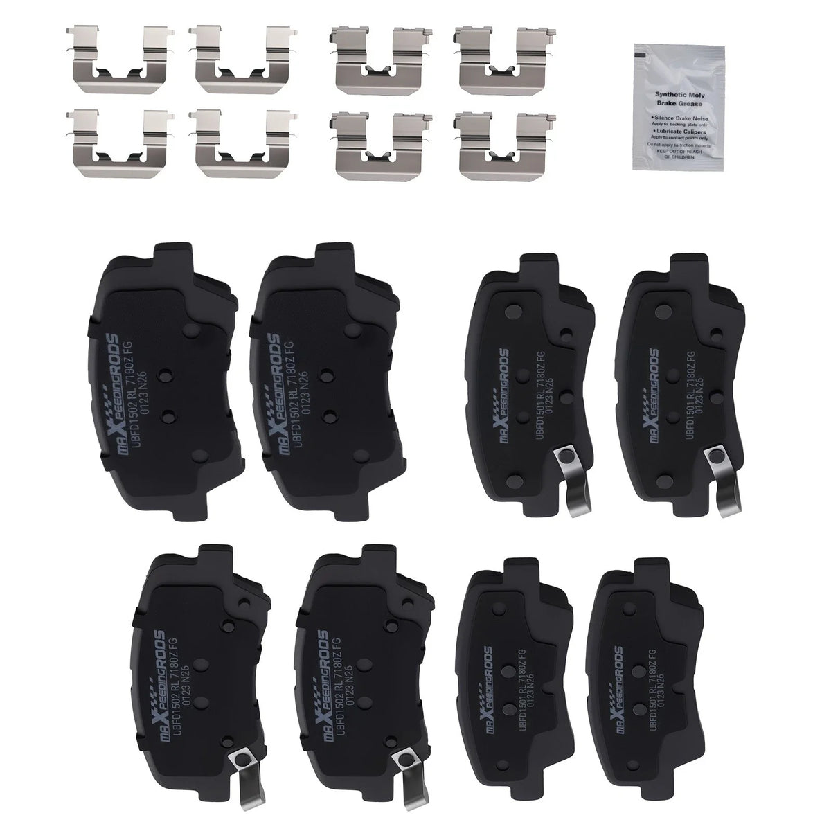 Front & Rear Ceramic Brake Pads Kit for Kia Forte5/Forte/Forte Koup (2014–2016) D1544
