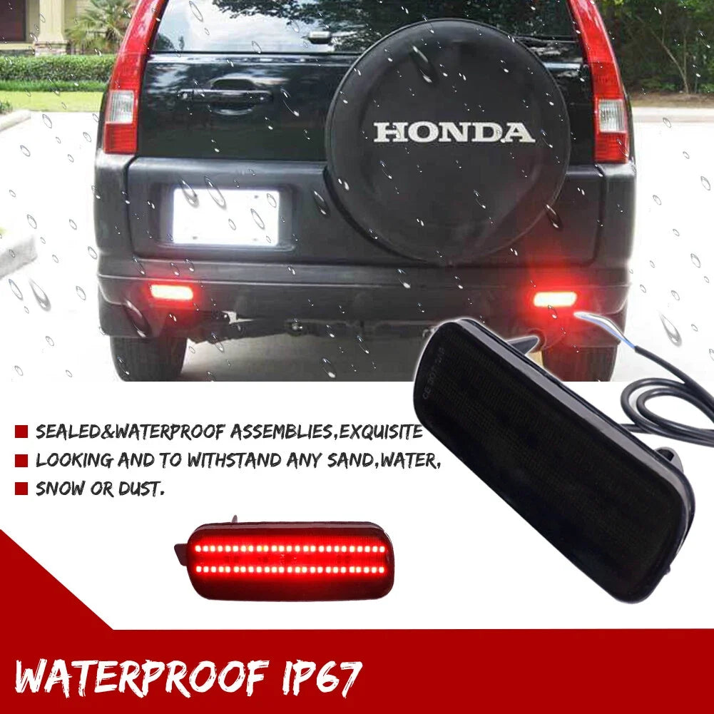 Smoked Lens Red LED Rear Bumper Reflectors for Honda CR-V (2002–2004)