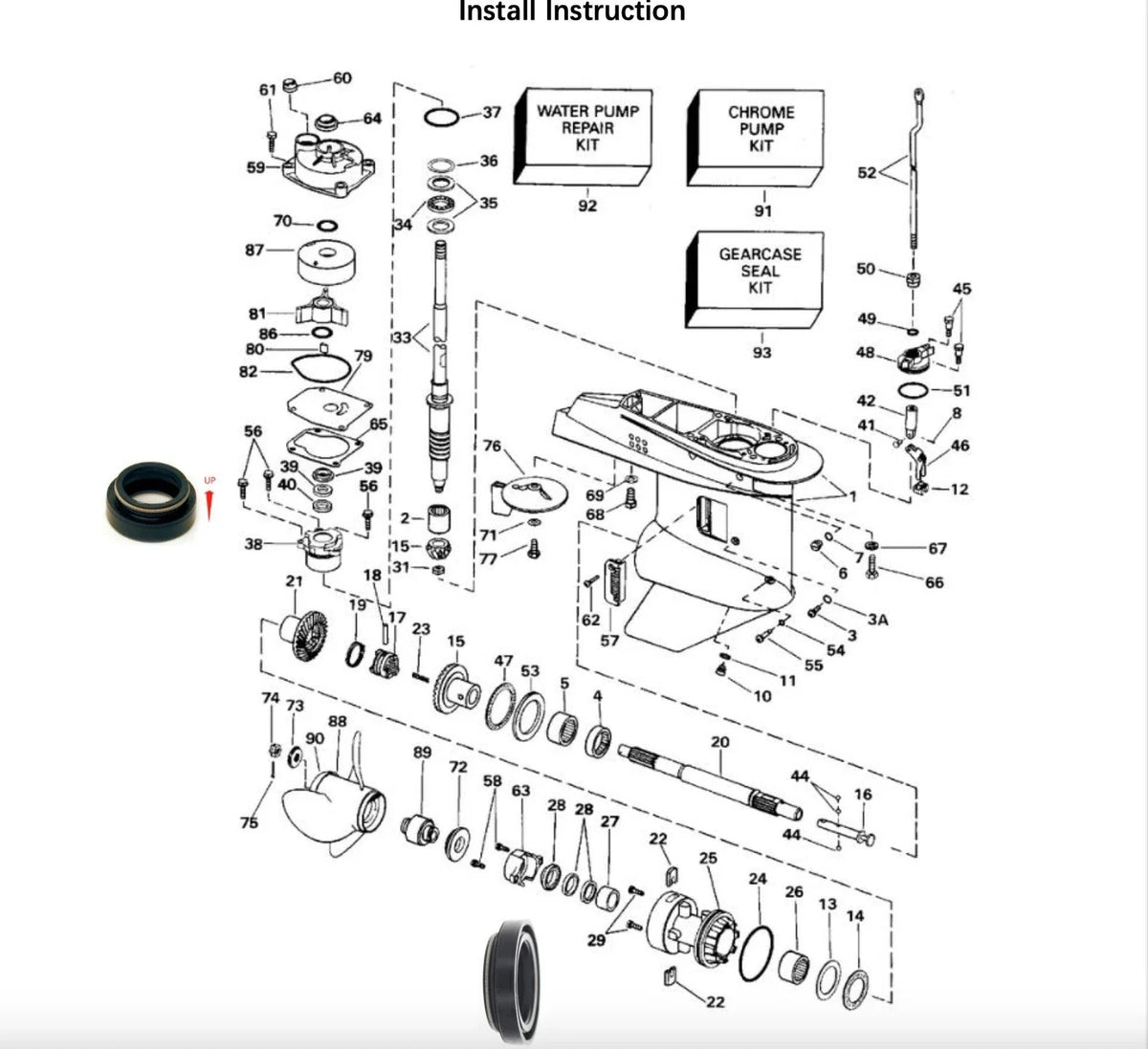 Lower Unit Seal Kit for Johnson/Evinrude 35-50 HP Outboard (0433550)