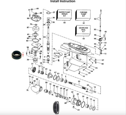 Lower Unit Seal Kit for Johnson/Evinrude 35-50 HP Outboard (0433550)