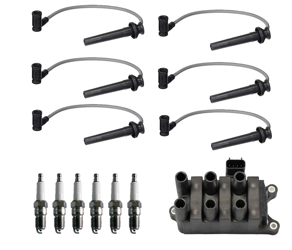 Set of 6 Denso Ignition Coil Wire Spark Plugs for Ford Mercury