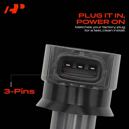 Set of 4 Ignition Coils & 4 Iridium Spark Plugs for Mitsubishi Outlander (1832A025, SKIC074)
