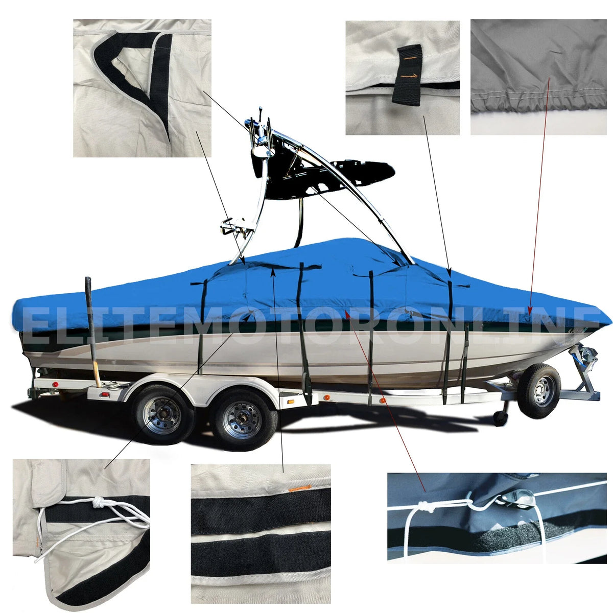 Calabria Pro Comp XTS Boat Cover with Wakeboard Tower (Trailerable)
