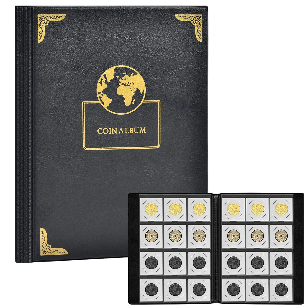 120 Pocket Coin Holder Album for Collectibles (2x2 inches) - Black