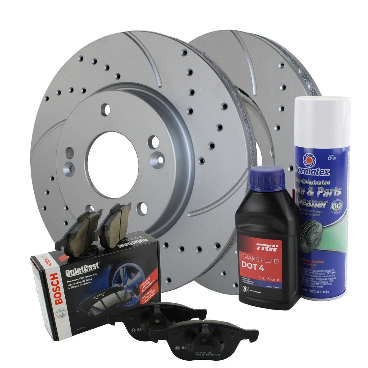 Front Brake Kit 280mm Drilled Disc Rotors & Bosch Ceramic Pads for Hyundai Kia