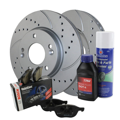 Front Brake Kit 280mm Drilled Disc Rotors & Bosch Ceramic Pads for Hyundai Kia