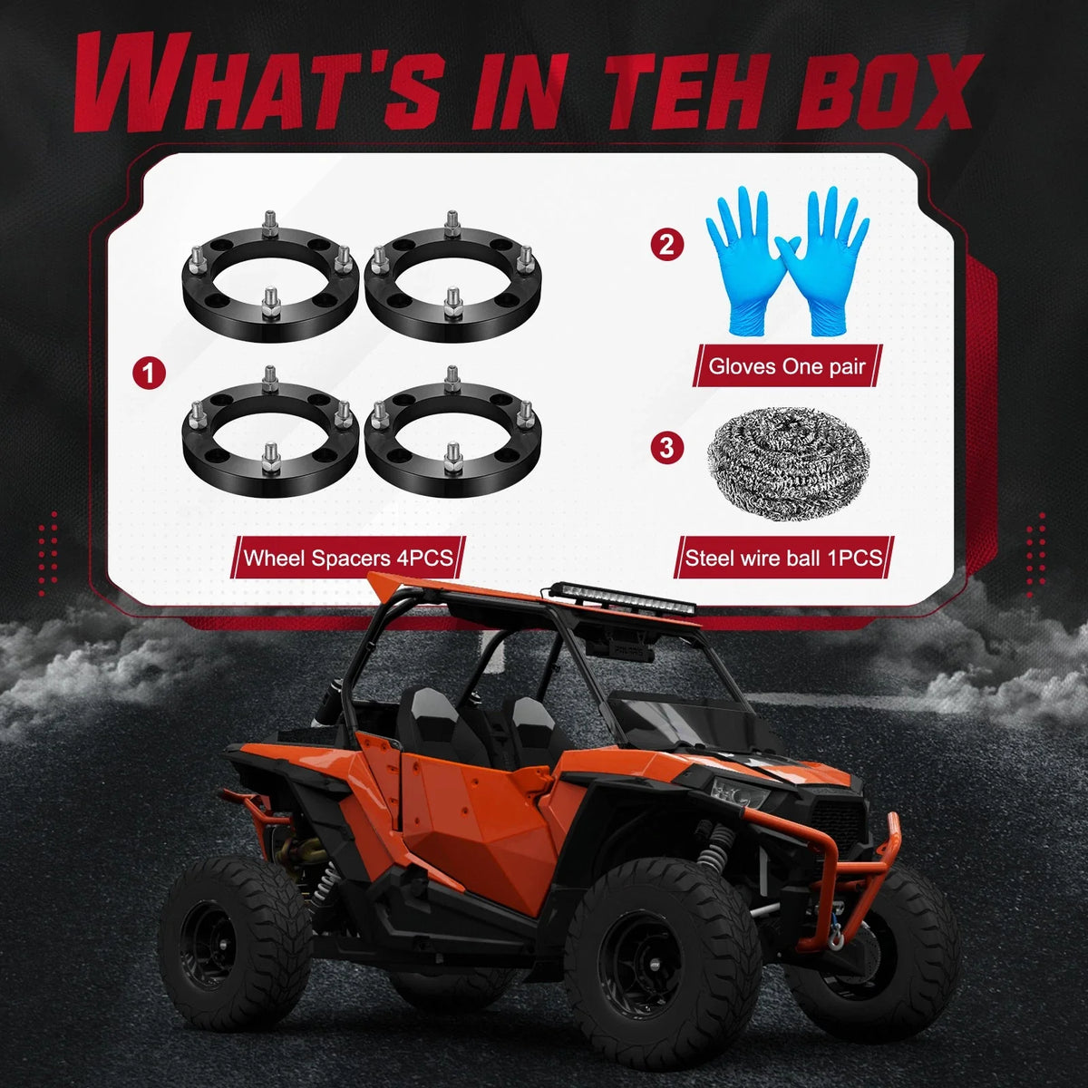 Set of 4 Wheel Spacers 1'' 4x156 12x1.5 for Polaris Ranger RZR XP 900 1000