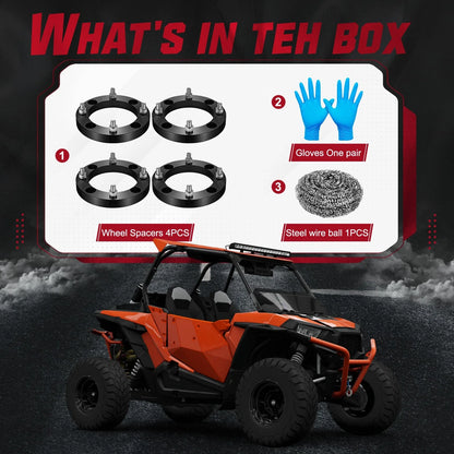 Set of 4 Wheel Spacers 1'' 4x156 12x1.5 for Polaris Ranger RZR XP 900 1000