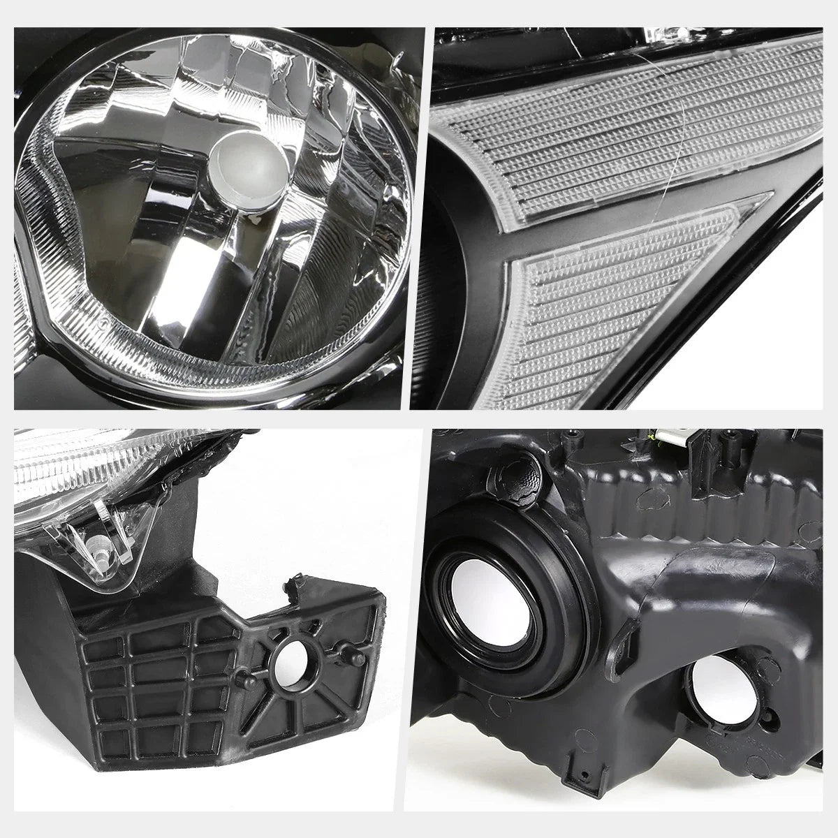 Headlight Set for Honda Accord Sedan (2008–2012) Black Housing Clear Signal