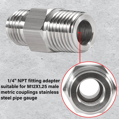 1/4" NPT Fitting Adapter for M12X1.25 Male Metric Coupling