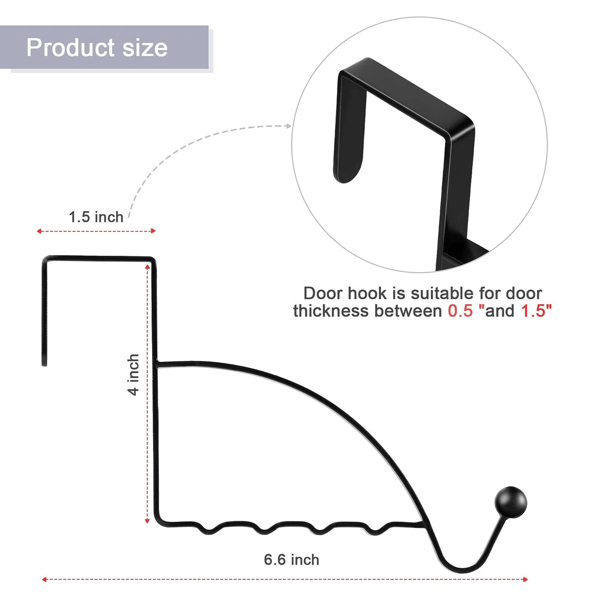 2X Over The Door Hooks Hanger for Sturdy Valet (Black)