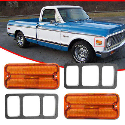 2X Amber Lens Front Side Marker Light Reflector for Chevy GMC Truck (1968–1972)