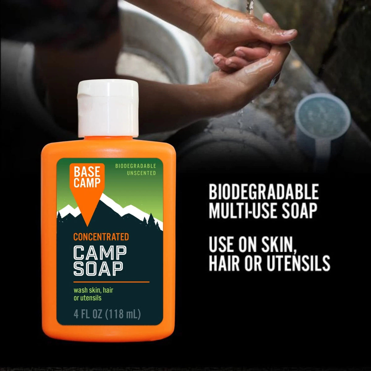 Biodegradable Soap for Base Camp (Pack of 1) - 4 Fl Oz, Orange