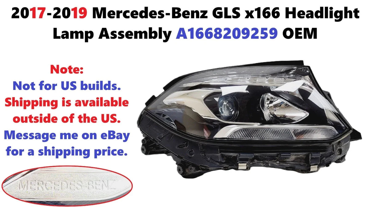 Headlight Lamp Assembly A1668209259 for Mercedes-Benz GLS X166 (2017–2019)