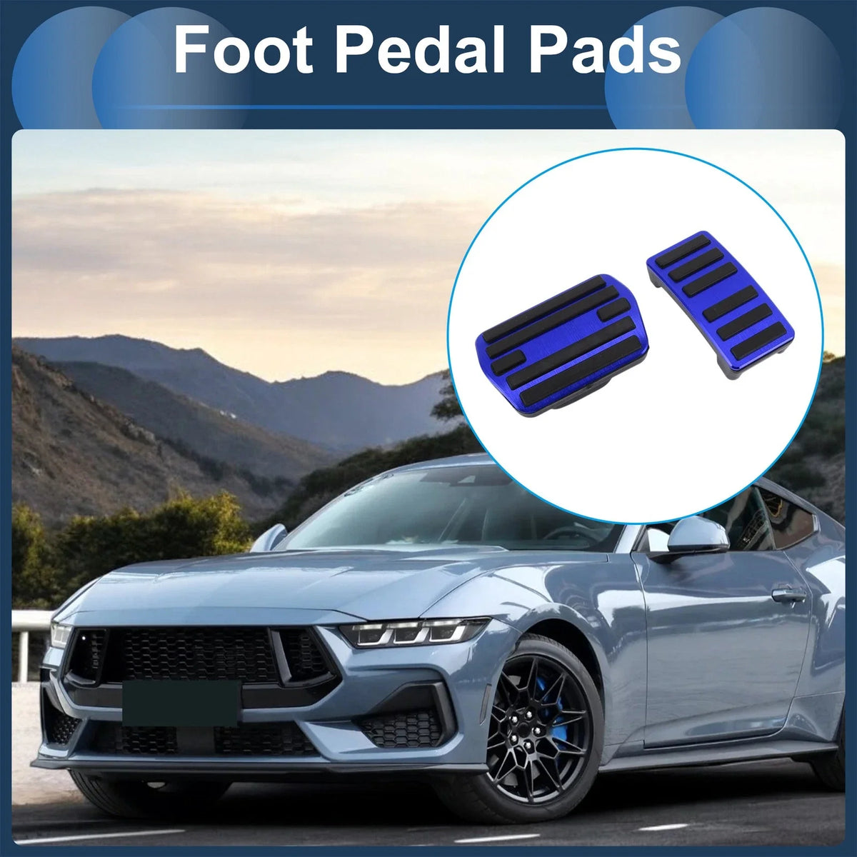 2X Foot Accelerator Pedal Covers for Ford Mustang Mach-E (2021–2025) Blue