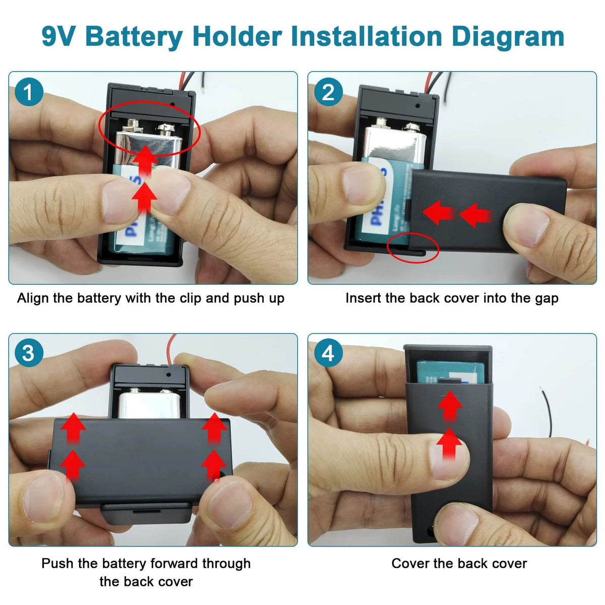 6X 9V Battery Holder for Various Applications (2.641.260.83)
