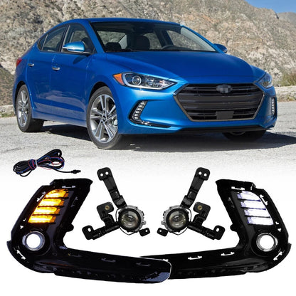 Front LED DRL Turn Signal Fog Lights for Hyundai Elantra (2016–2018)