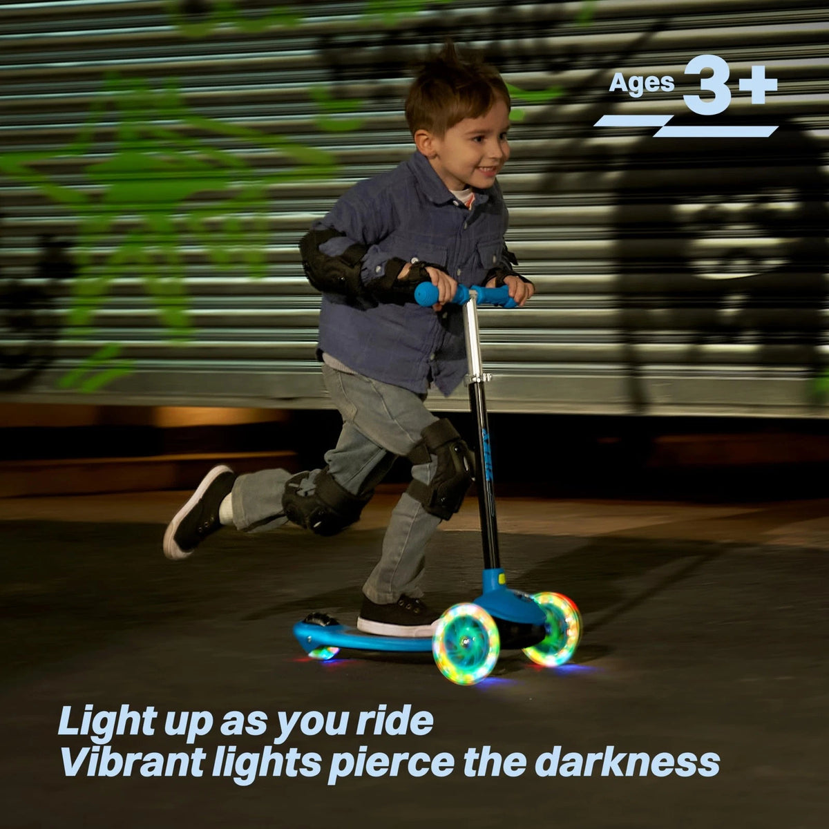 3-Wheel Scooter for Kids 3-5 with LED - Blue