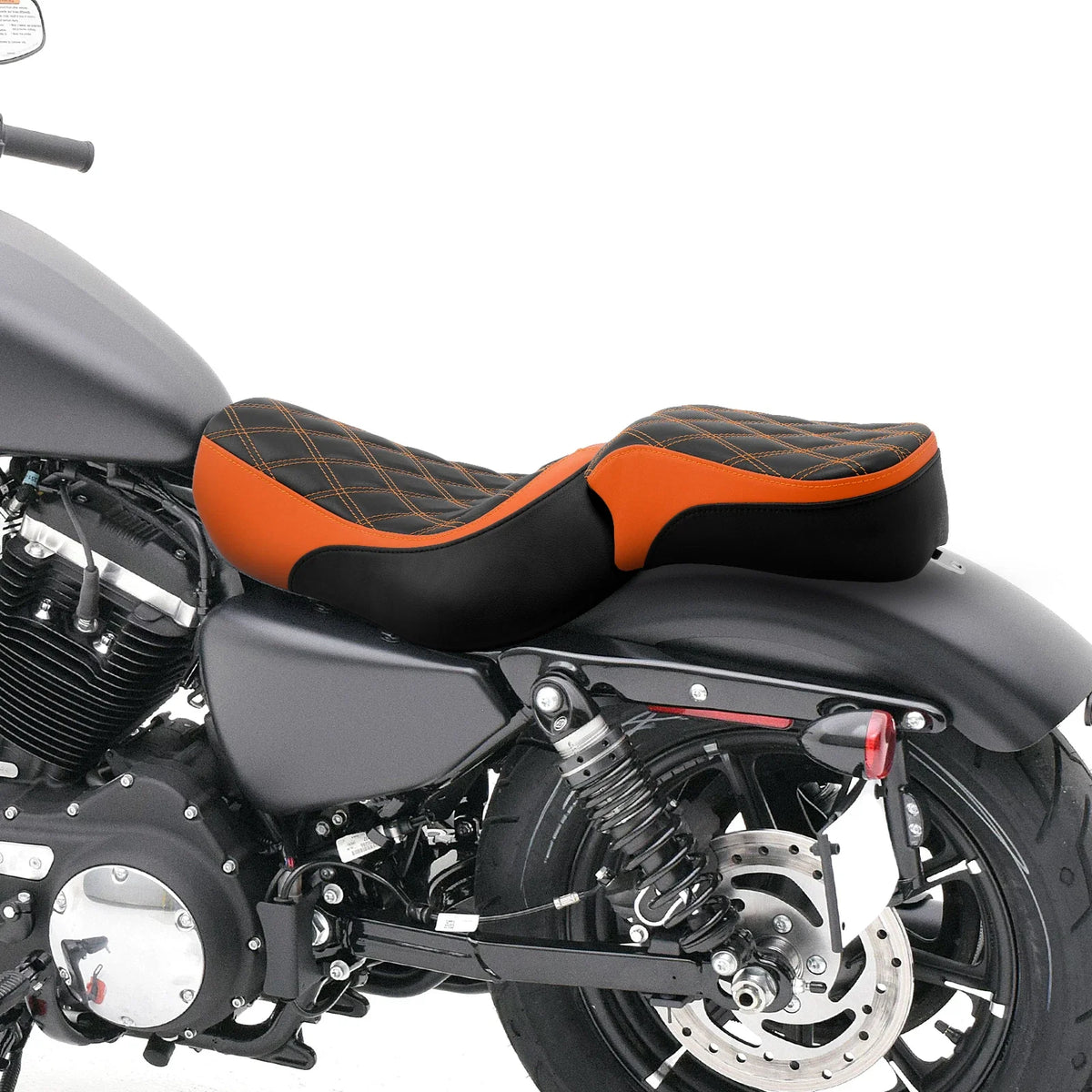 Driver & Passenger Seats for Harley Sportster Iron 883 (2016–2022) Black/Orange