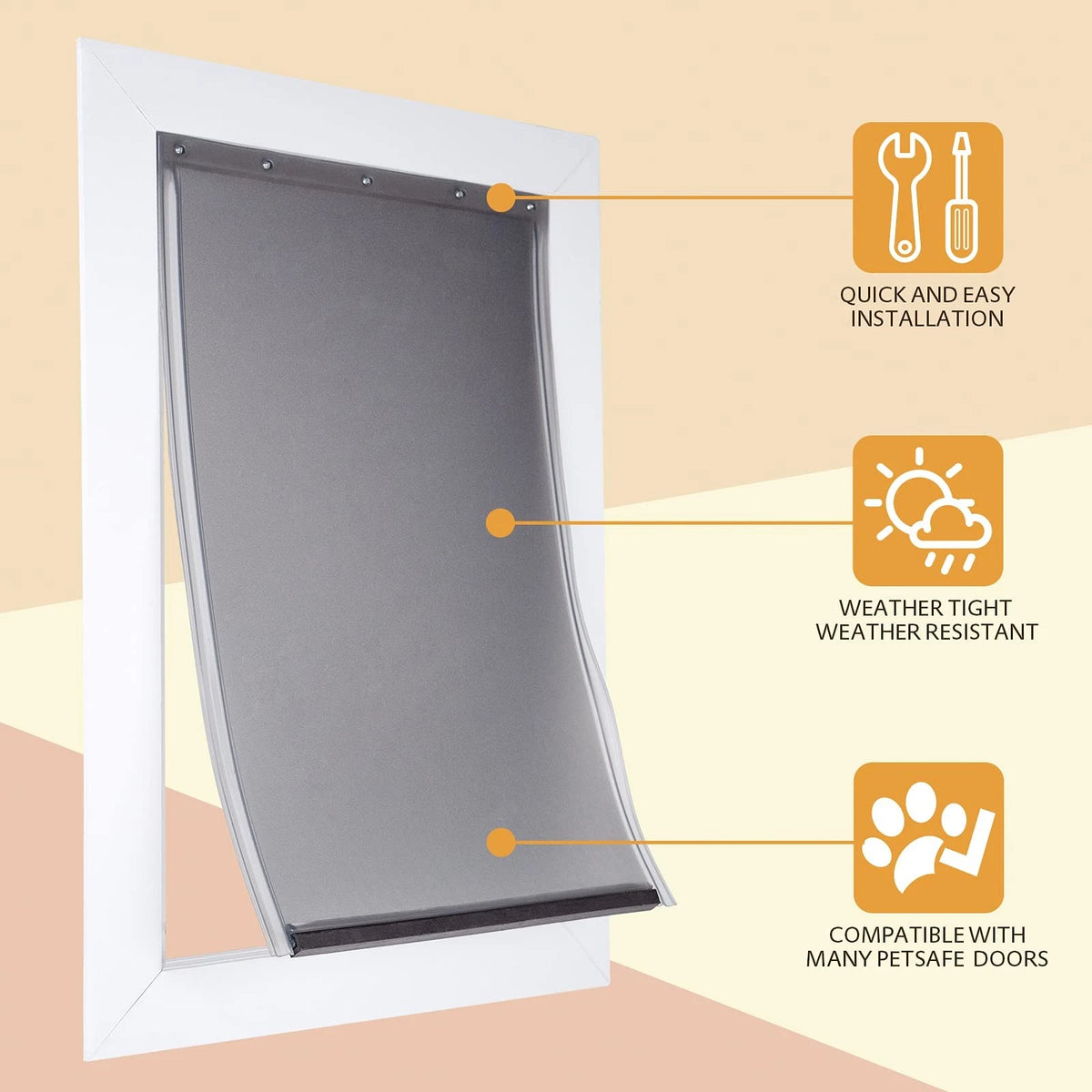 Medium Dog Pet Door Replacement Flap Weatherproof Magnetic Seal (8 1/8 x 12 7/8)