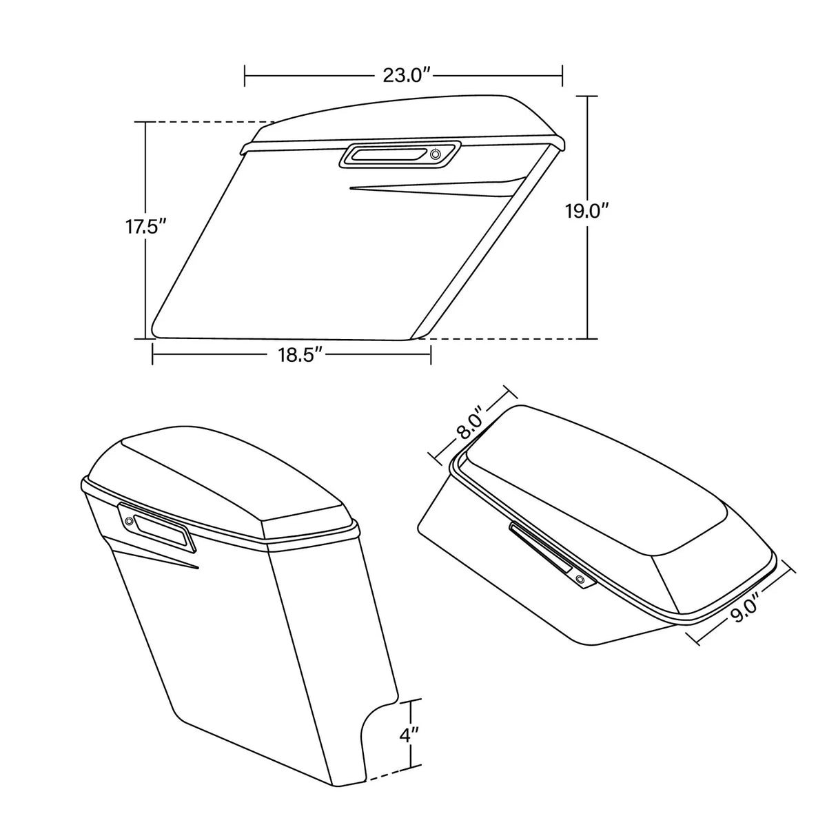 5" Stretched Hard Saddlebag for Harley Davidson Touring Road Glide (1993–2013)