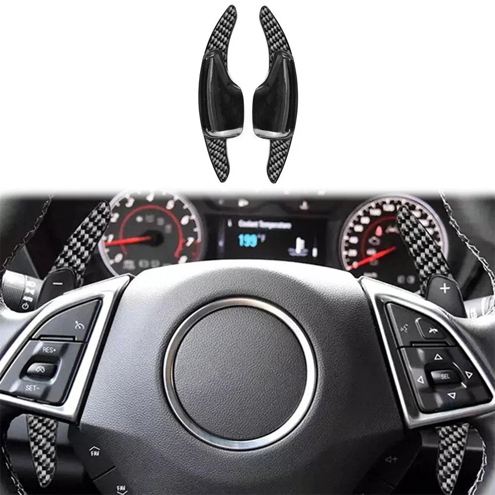 Carbon Fiber Black Steering Wheel Shift Paddle Shifter for Chevy Camaro (2016-2022)