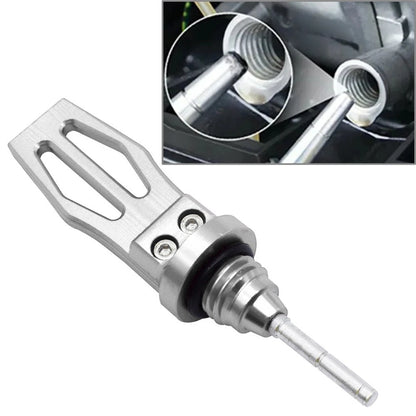 CNC Motorcycle Engine Oil Dipstick Cap Plug Crankcase Level Gauge Silver