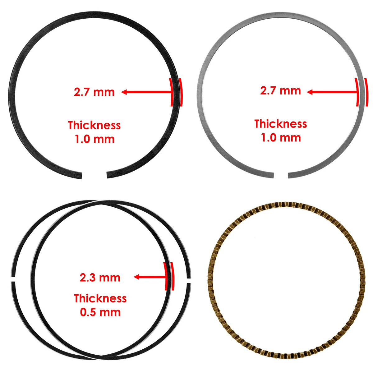 Cylinder Piston Ring for Honda TRX250 Recon 250 (1997–2001) PR111, 13011-HM8-003, 13011HM8003