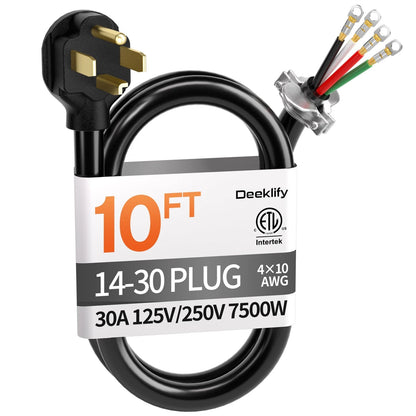 10 ft 4 Prong Dryer Cord for Dryer (30 Amp, 10 Gauge)