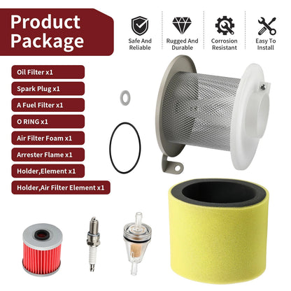 Air Filter Foam Holder Kit & Oil Filter for Kawasaki Bayou KLF220 KLF250 KLF300B (1990–2004)