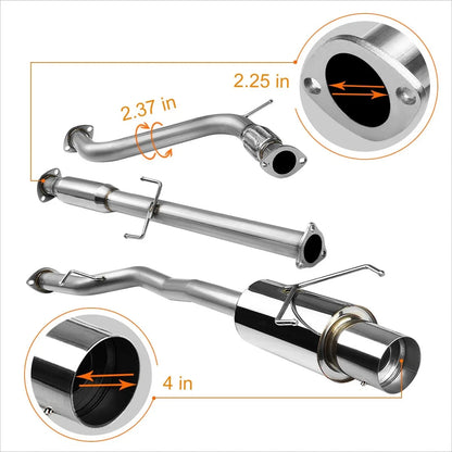 Catback Exhaust Pipe for Honda Accord 2.2L (1994–1997) - Stainless Steel, 4.5" Tip