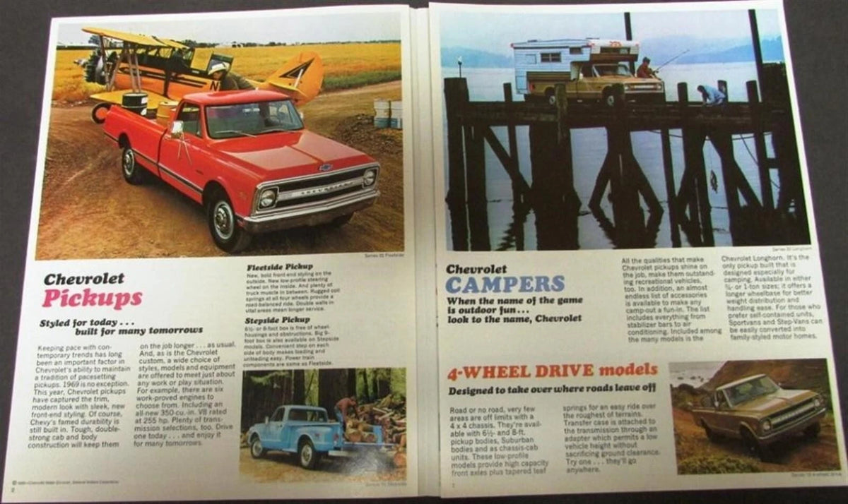 1969 Chevrolet Pickup Sport Chevy Van Light Med Heavy Duty Truck Folder