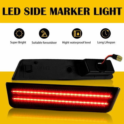 Set of 2 Smoked Red Rear Bumper Side Marker Lights for Dodge Challenger (2008–2014)