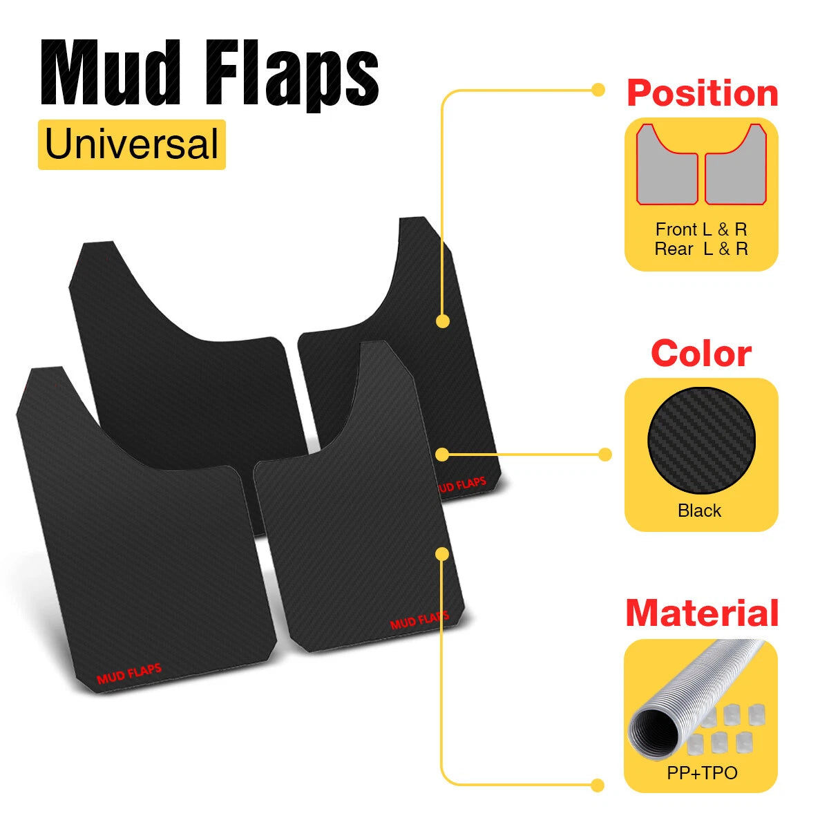 Set of 4 Universal Mud Flaps for Ford F-150 (2000–2020)