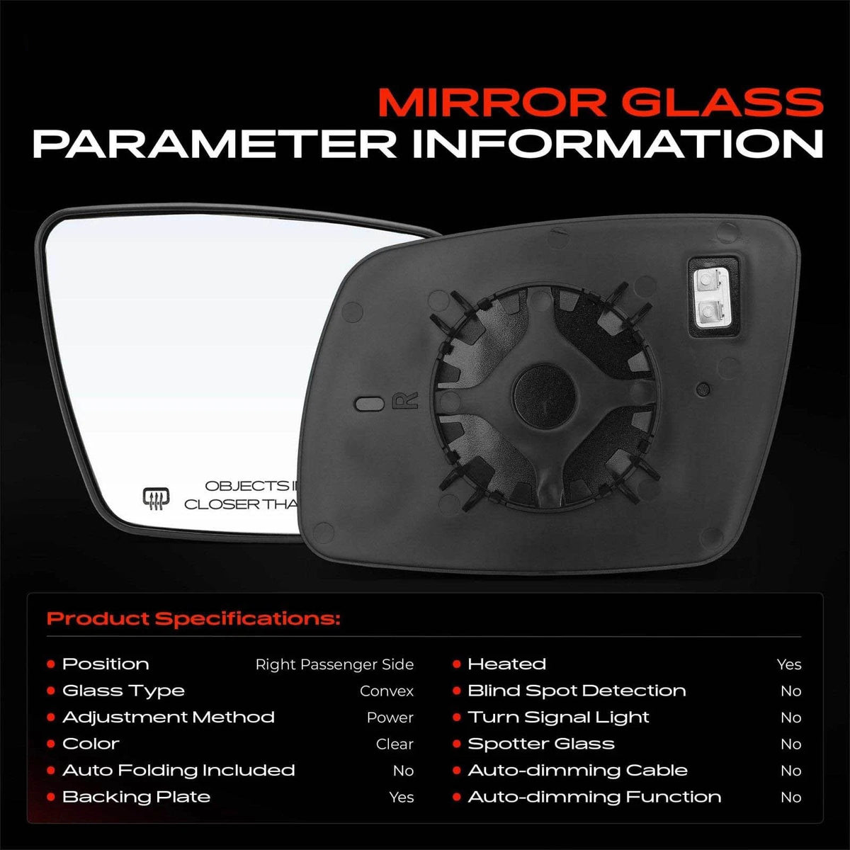 Heated Power Mirror Glass for Dodge Journey (2009–2017) 68045692AA, 56973