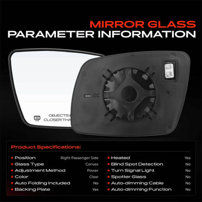 Heated Power Mirror Glass for Dodge Journey (2009–2017) 68045692AA, 56973
