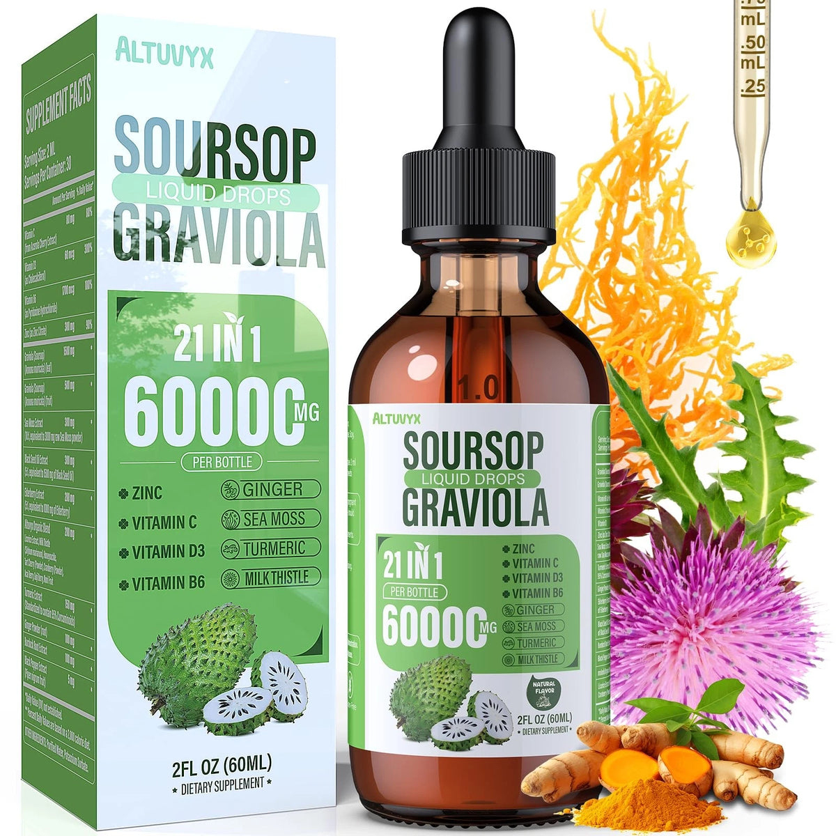 21-in-1 Soursop Graviola Liquid Drop for Health (Pack of 1)