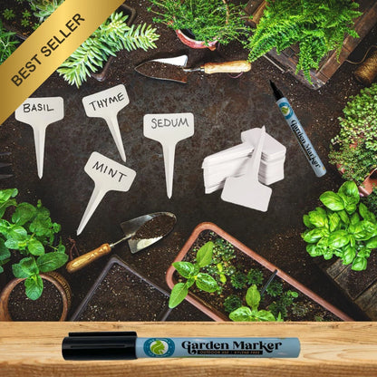 2 Pack Black Garden Marker Pen for Plants - Permanent, Waterproof, UV Fade Resistant