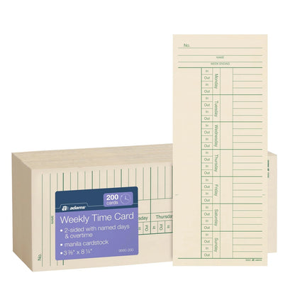 2-Sided Weekly Time Cards for Overtime Tracking (3-3/8" x 8-1/4")