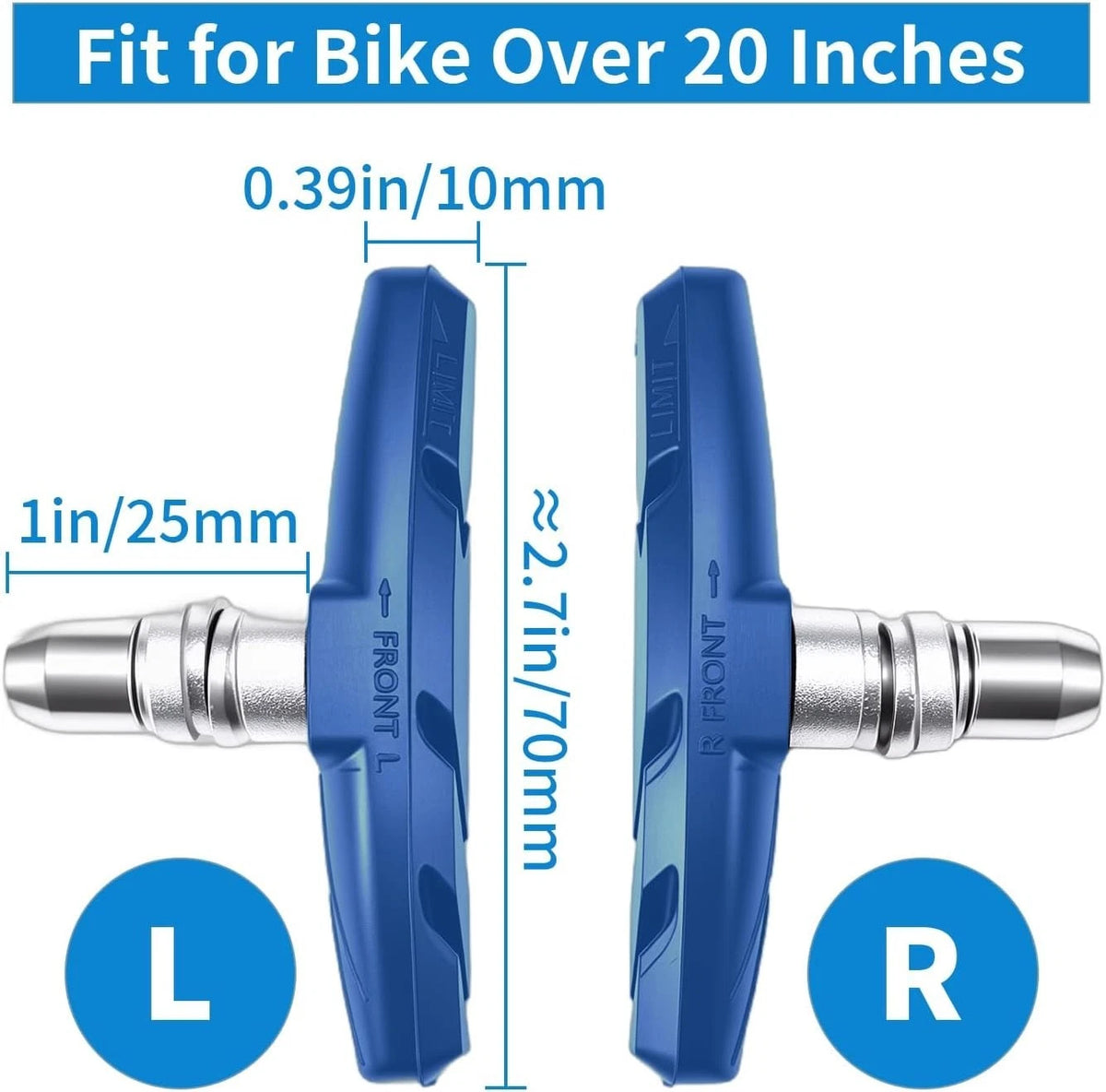 2X Bike V-Brake Pads 70mm for Universal Bicycle Brake Blocks