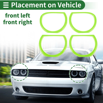 Set of 4 Headlight Trim Bezels for Dodge Challenger (2015–2024) ABS Light Green