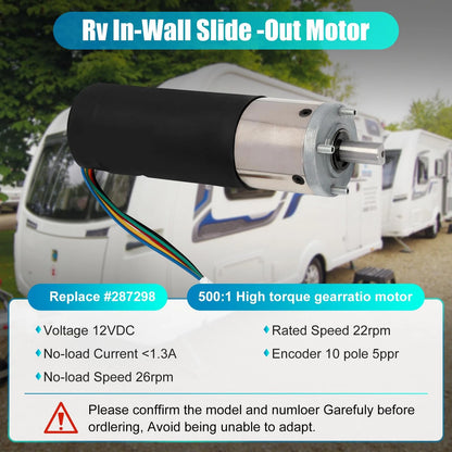In-Wall Slide-Out Motor for RV (500:1 High Torque Gear Ratio)